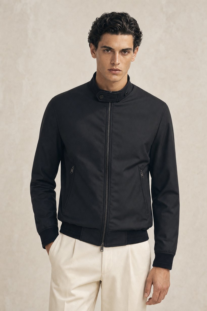 Black Cotton Blend Field Jacket — Cotton Blend