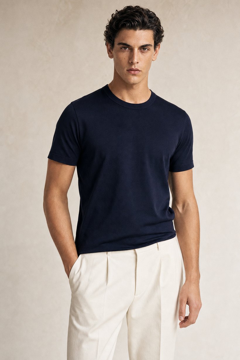 Black Cotton T-Shirt — front styling
