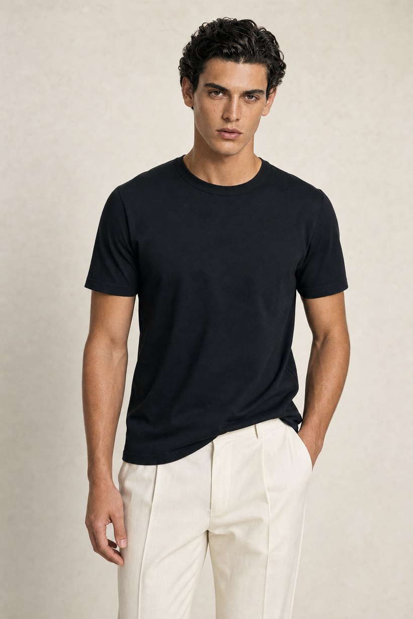 Black Cotton T-Shirt — Cotton
