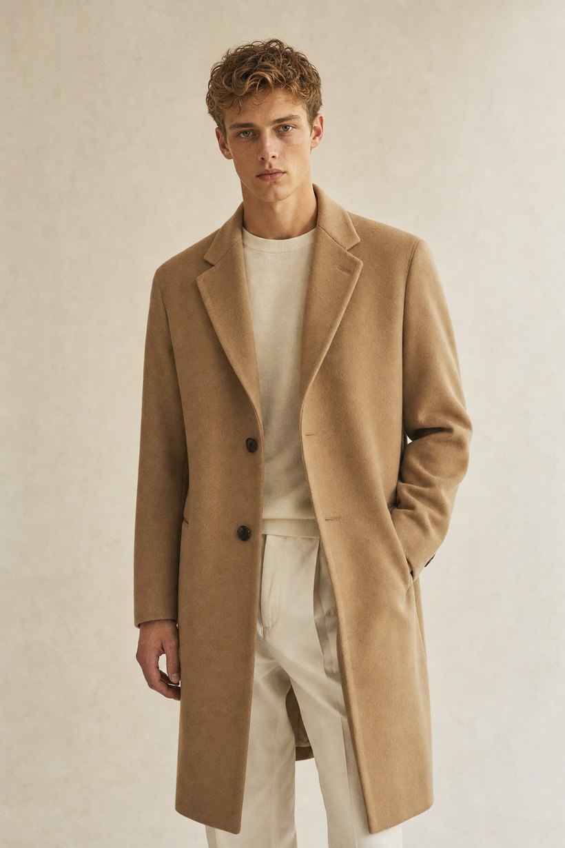 Black Wool-Down Overcoat — Wool-Down
