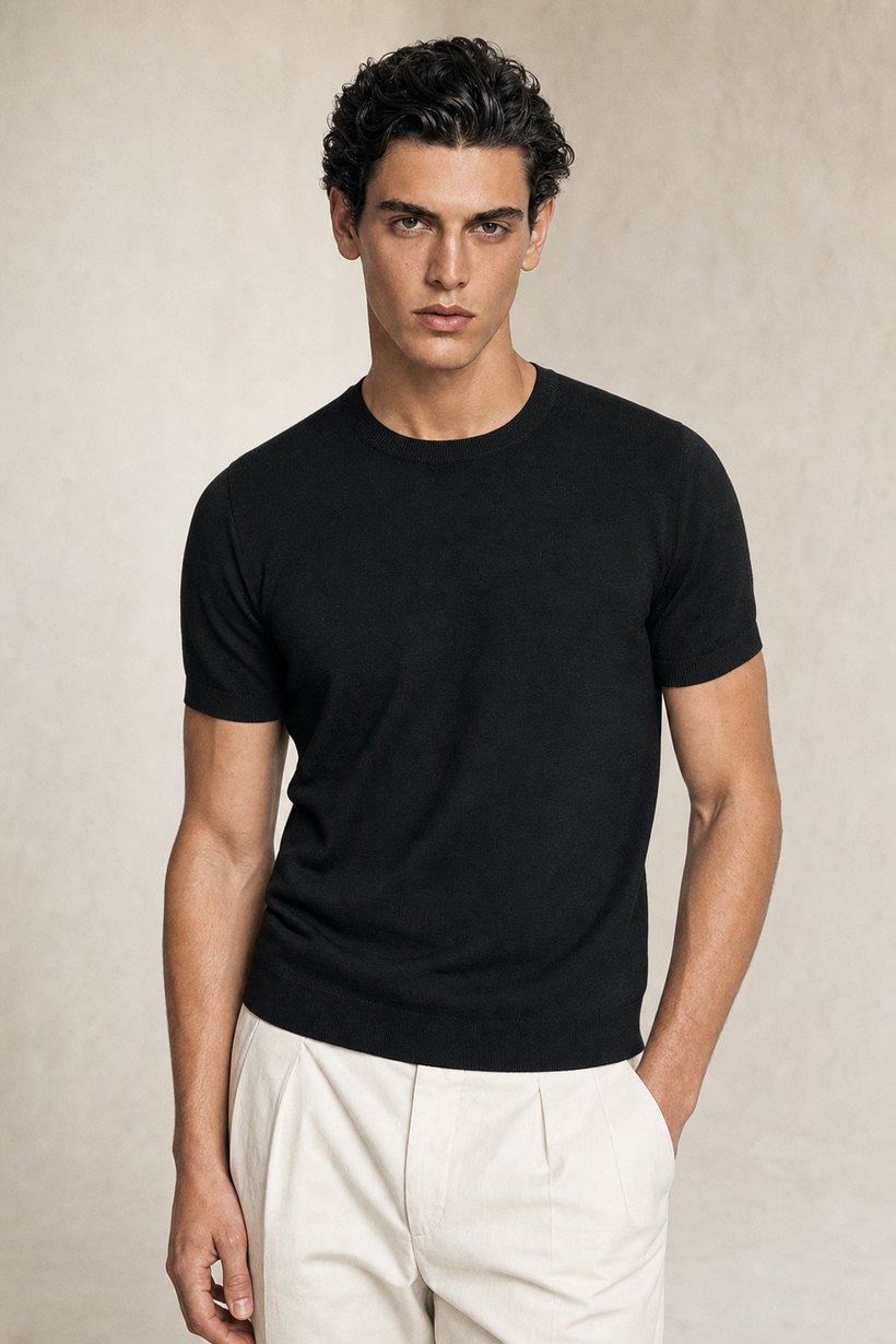 Black Wool Knit Sweater — Wool