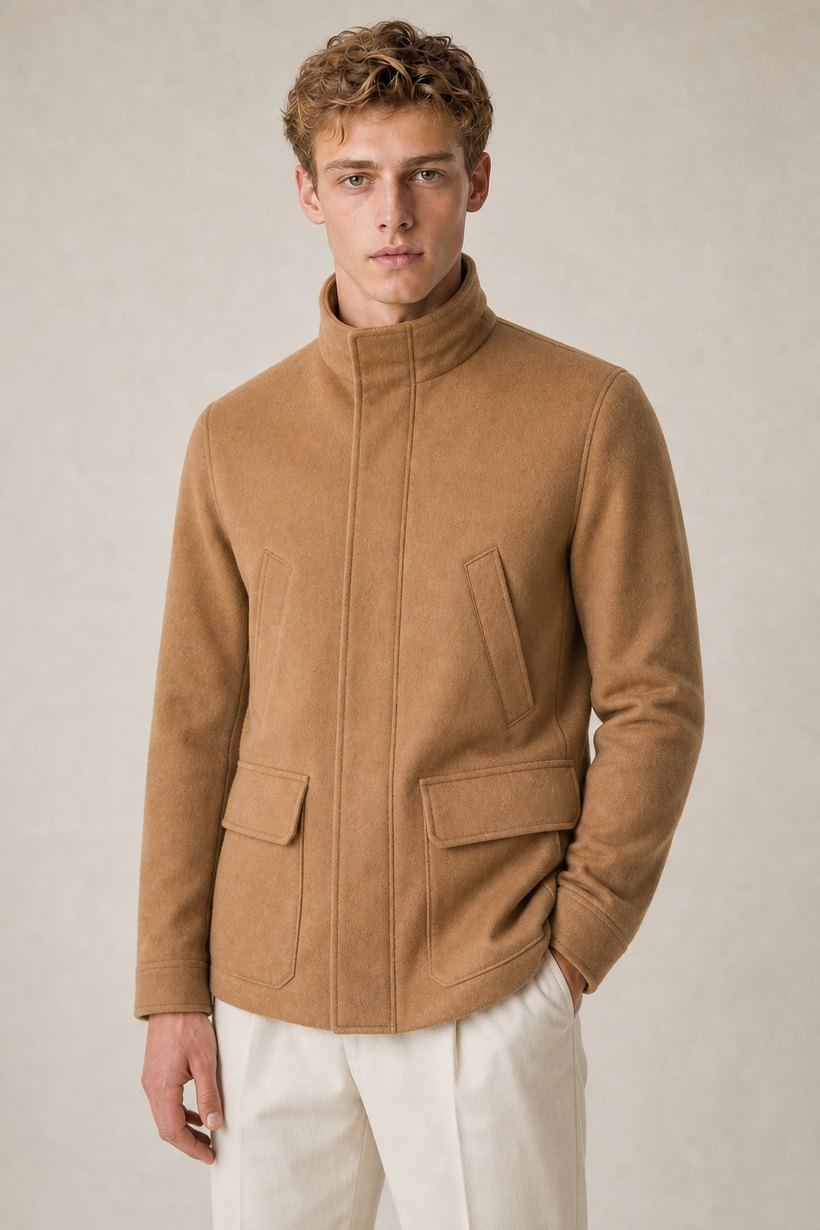 Brown Cashmere-Wool Down Jacket — Cashmere-Wool
