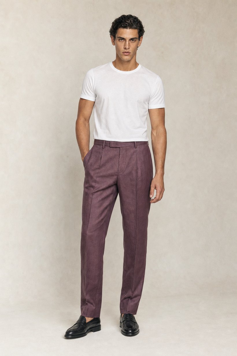 Brown Linen-Lyocell Trousers — Linen-Lyocell