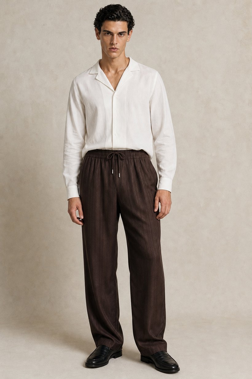 Brown Linen-Tencel Trousers — Linen-Tencel