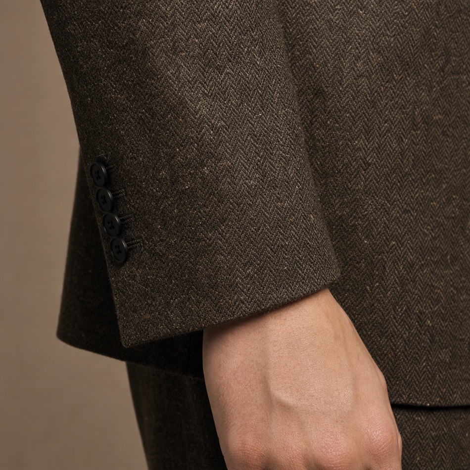 Brown Tweed Two-Piece Suit — fabric close-up
