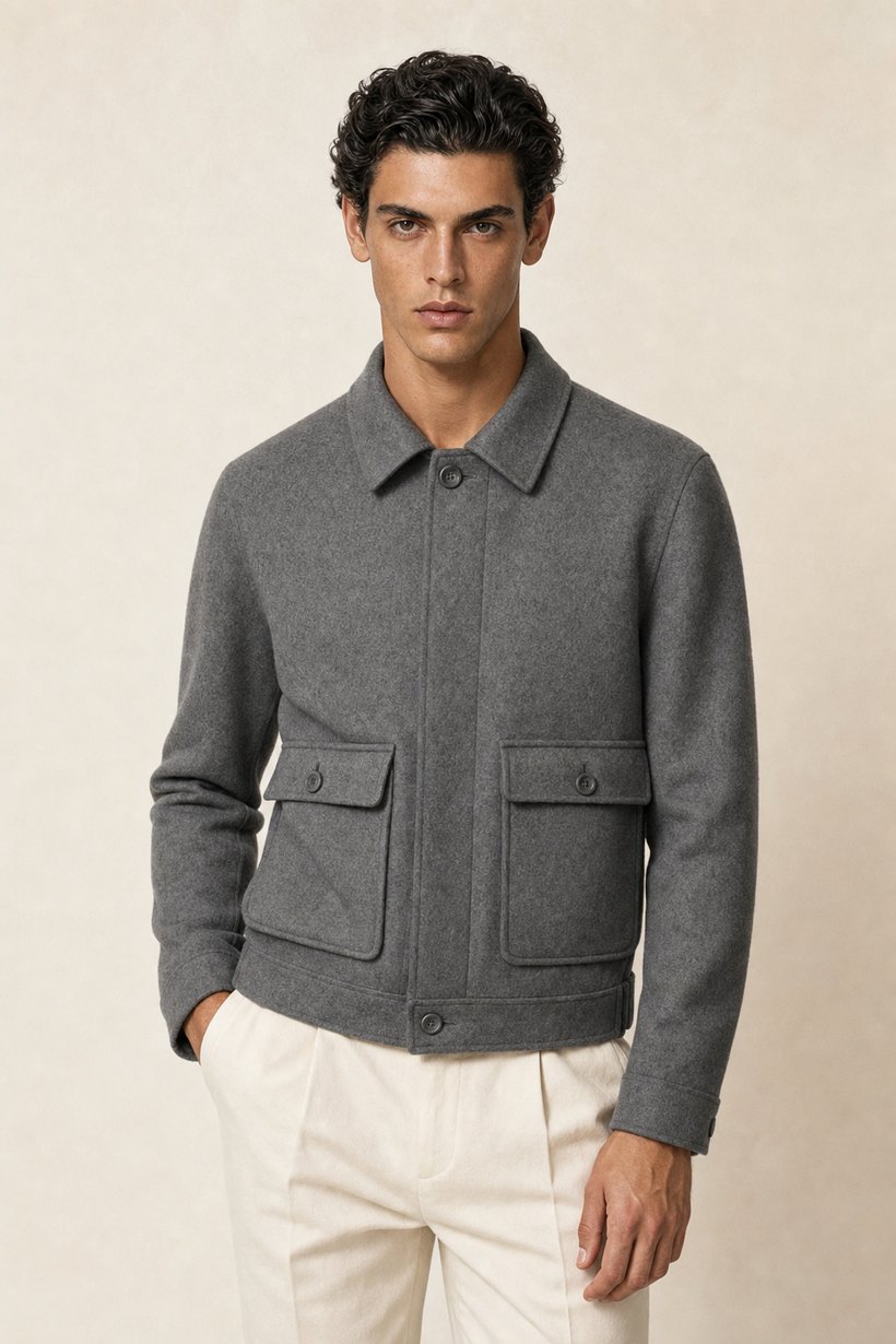 Camel Cashmere-Wool Blazer — front styling
