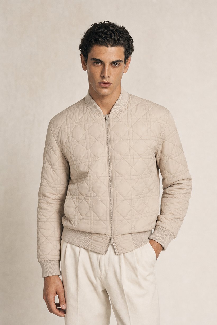 Camel Cotton-Nylon Reversible Jacket — Cotton-Nylon