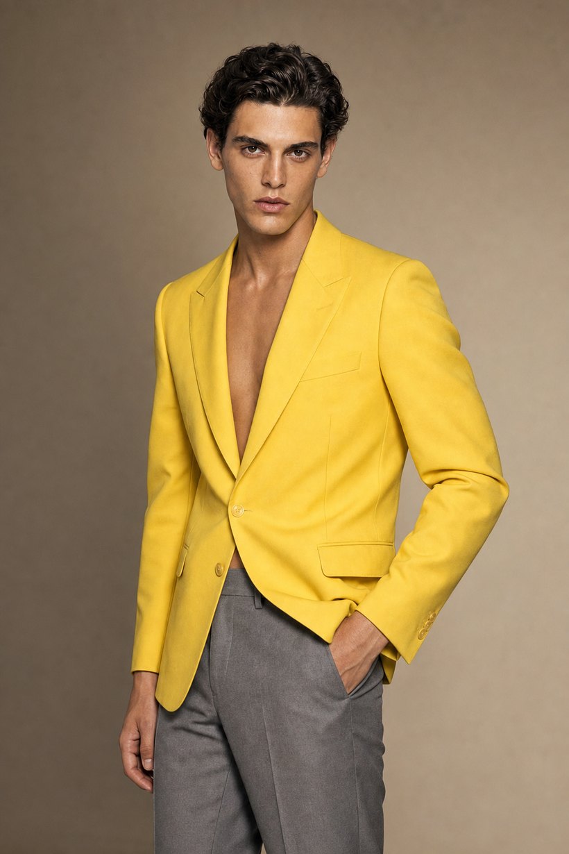 Canary Yellow Statement Tailored Jacket — front styling