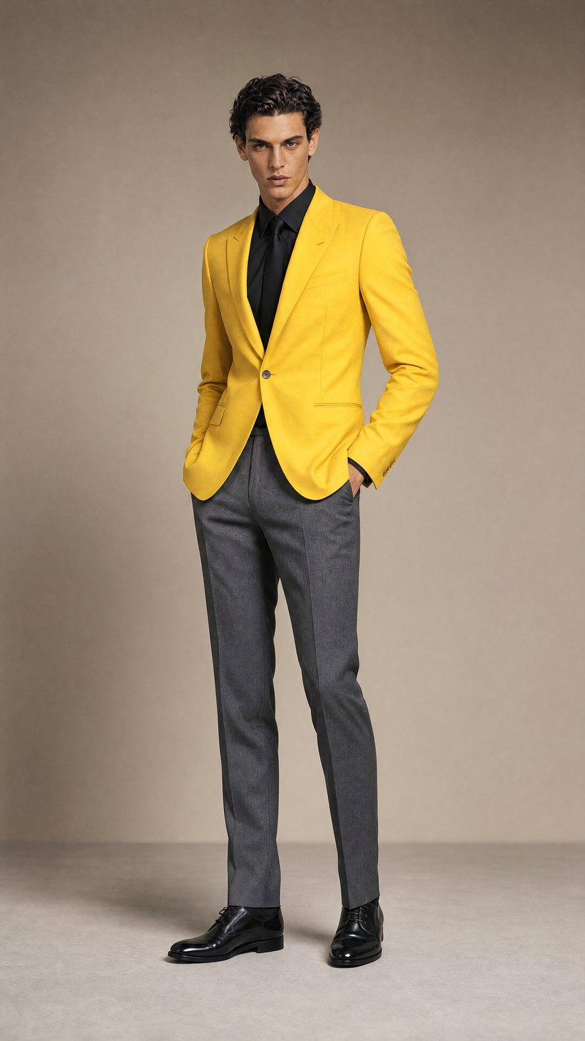 Canary Yellow Statement Tailored Jacket — European Wool