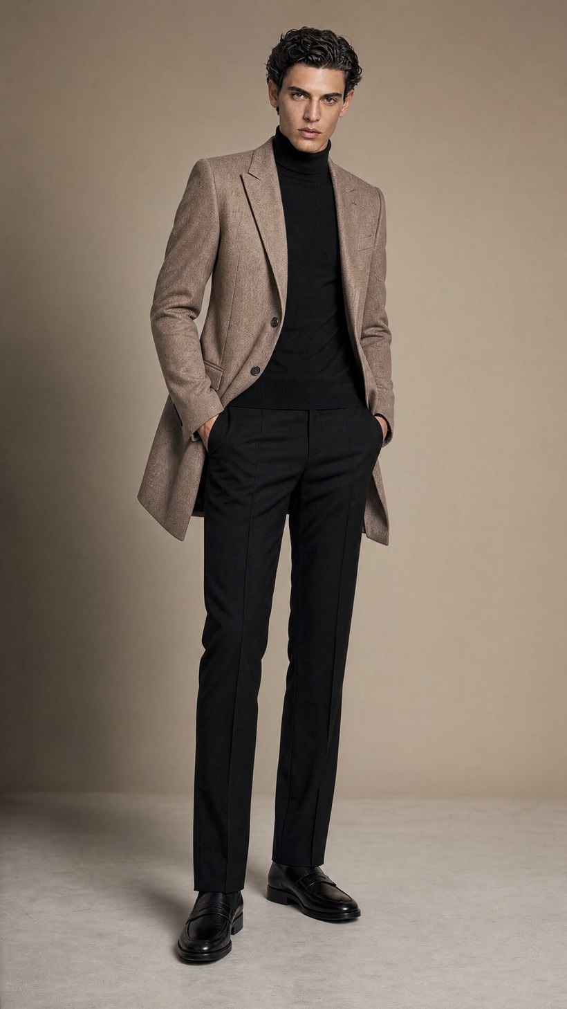 Caramel Tan Slim Wool Blazer — Biella wool