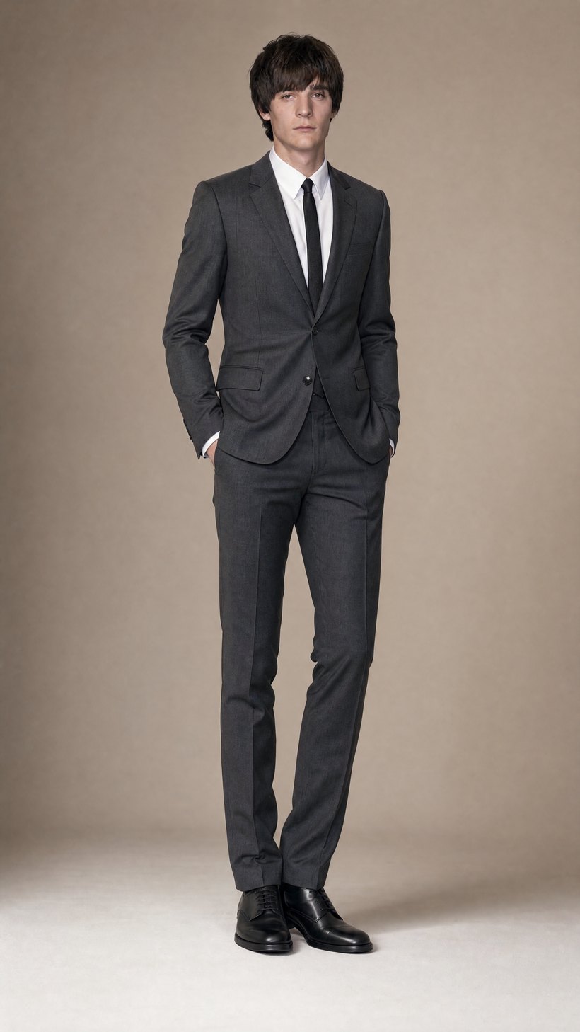 Charcoal Grey Classic Single-Breasted Suit — Solid European wool