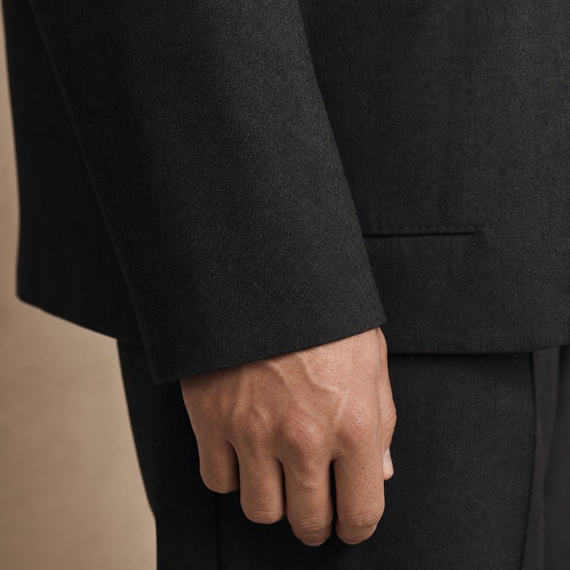 Charcoal Single-Breasted Blazer — fabric close-up