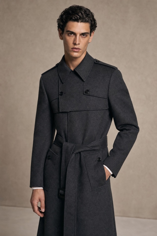 Charcoal Wool-Cashmere Overcoat — front styling