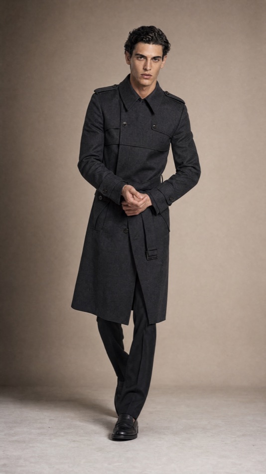 Charcoal Wool-Cashmere Overcoat — construction detail