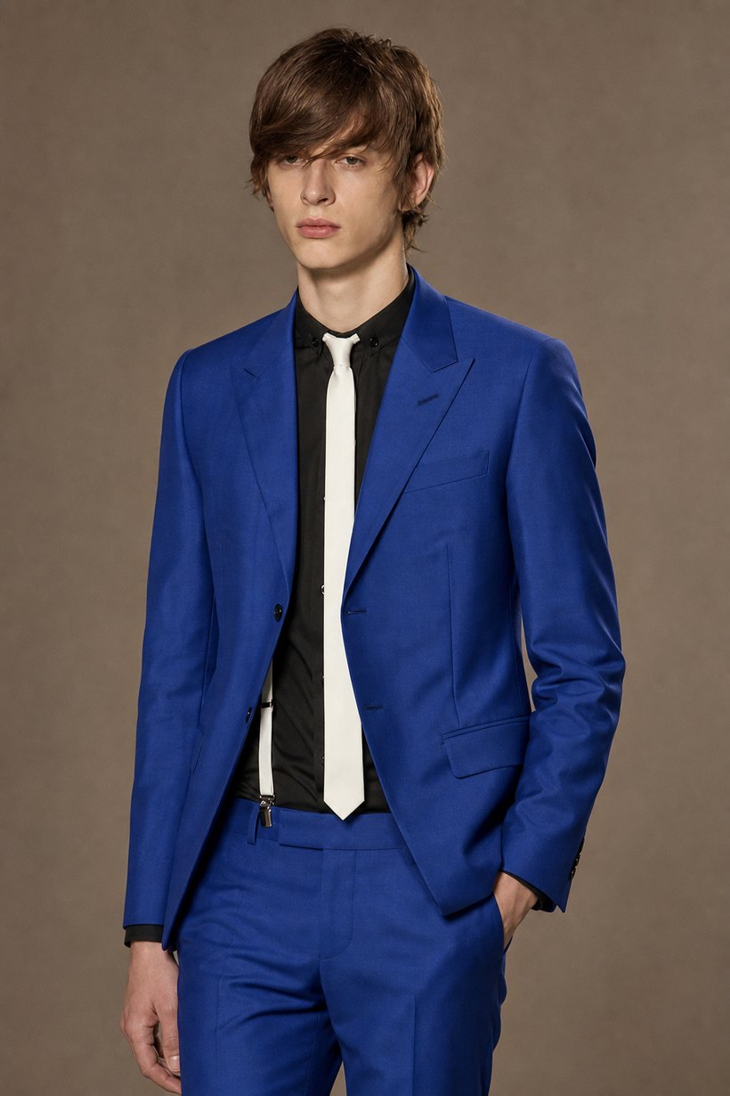 Cobalt Blue Single-Breasted Slim Suit — front styling