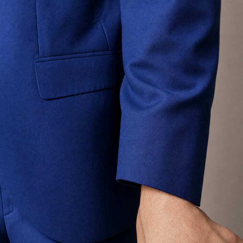 Cobalt Blue Single-Breasted Slim Suit — fabric close-up
