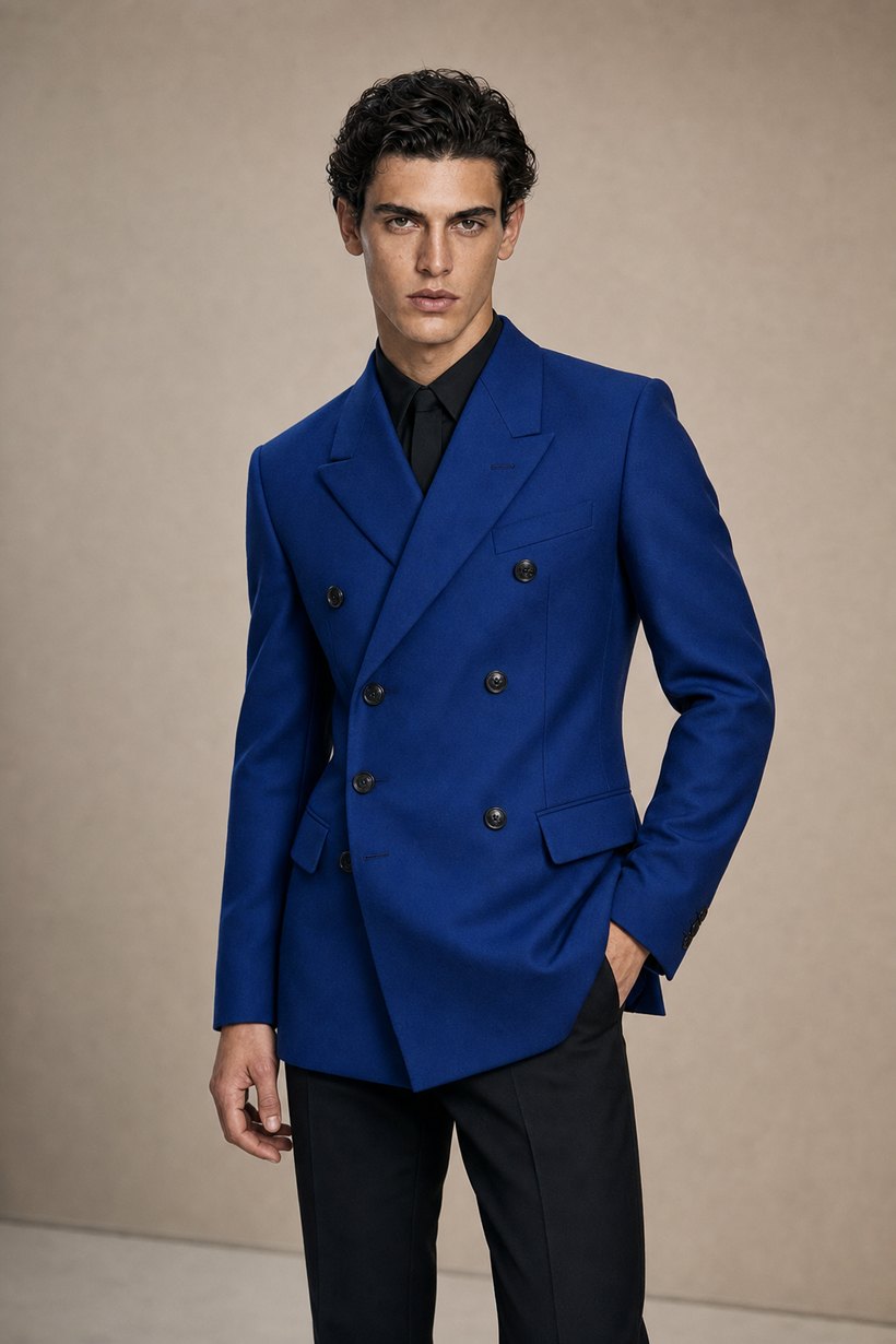 Cobalt Blue Statement Tailored Jacket — front styling