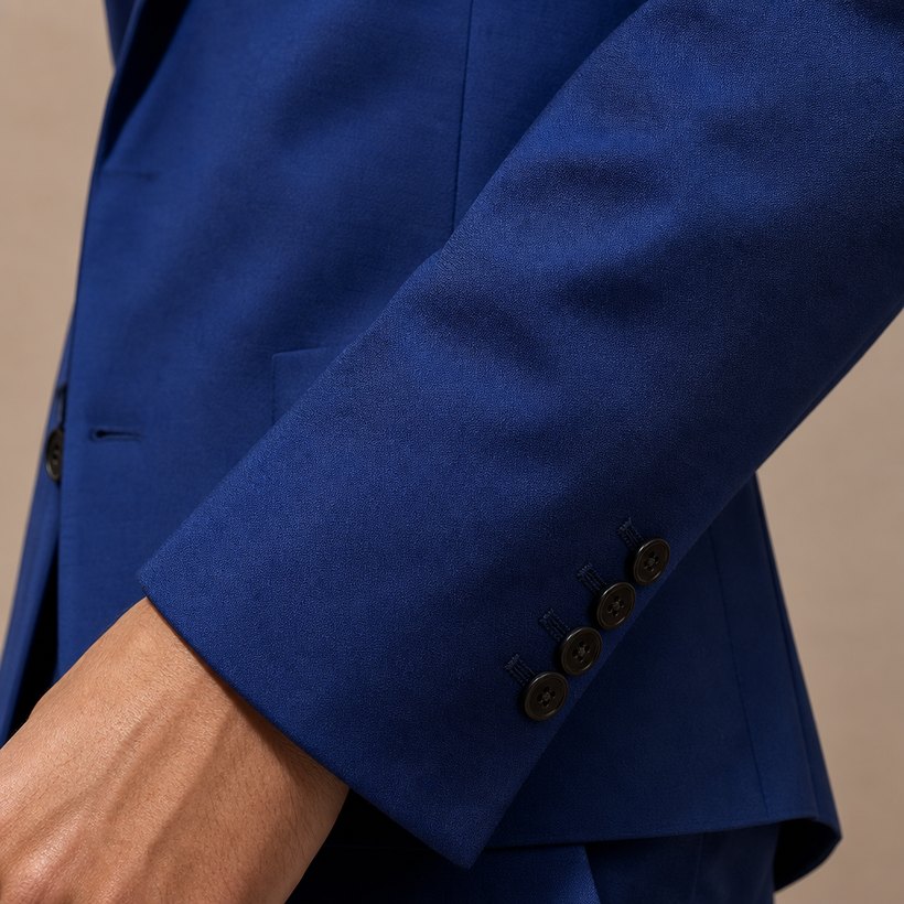 Cobalt Blue Statement Tailored Jacket — fabric close-up