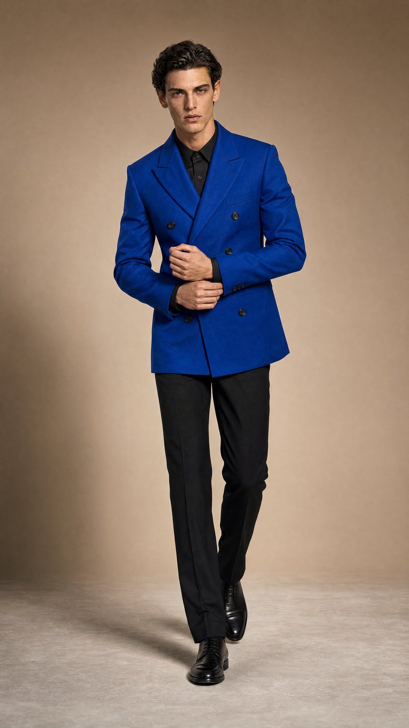 Cobalt Blue Statement Tailored Jacket — construction detail