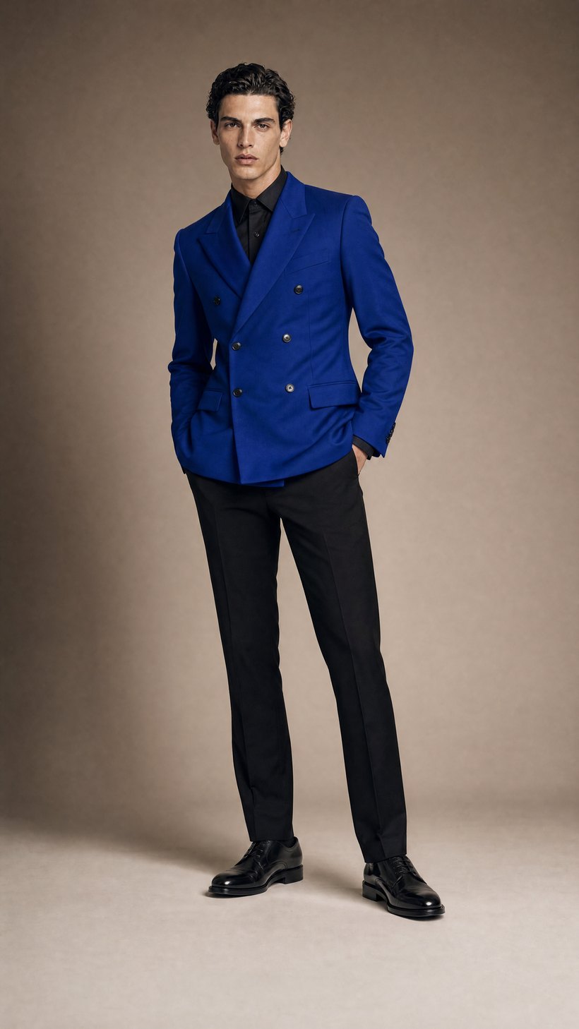 Cobalt Blue Statement Tailored Jacket — European wool suiting