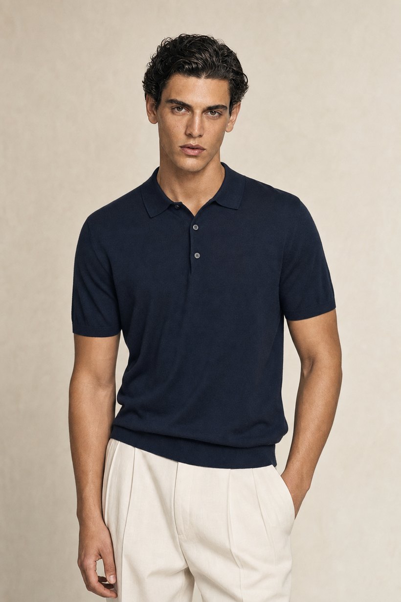 Coffee Linen-Lyocell T-Shirt — fabric close-up