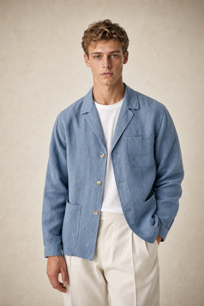 Cream European Wool Blazer — front styling
