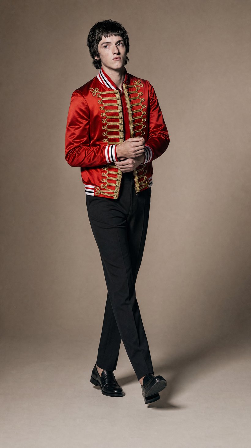 Crimson Red Satin Fashion Jacket — construction detail