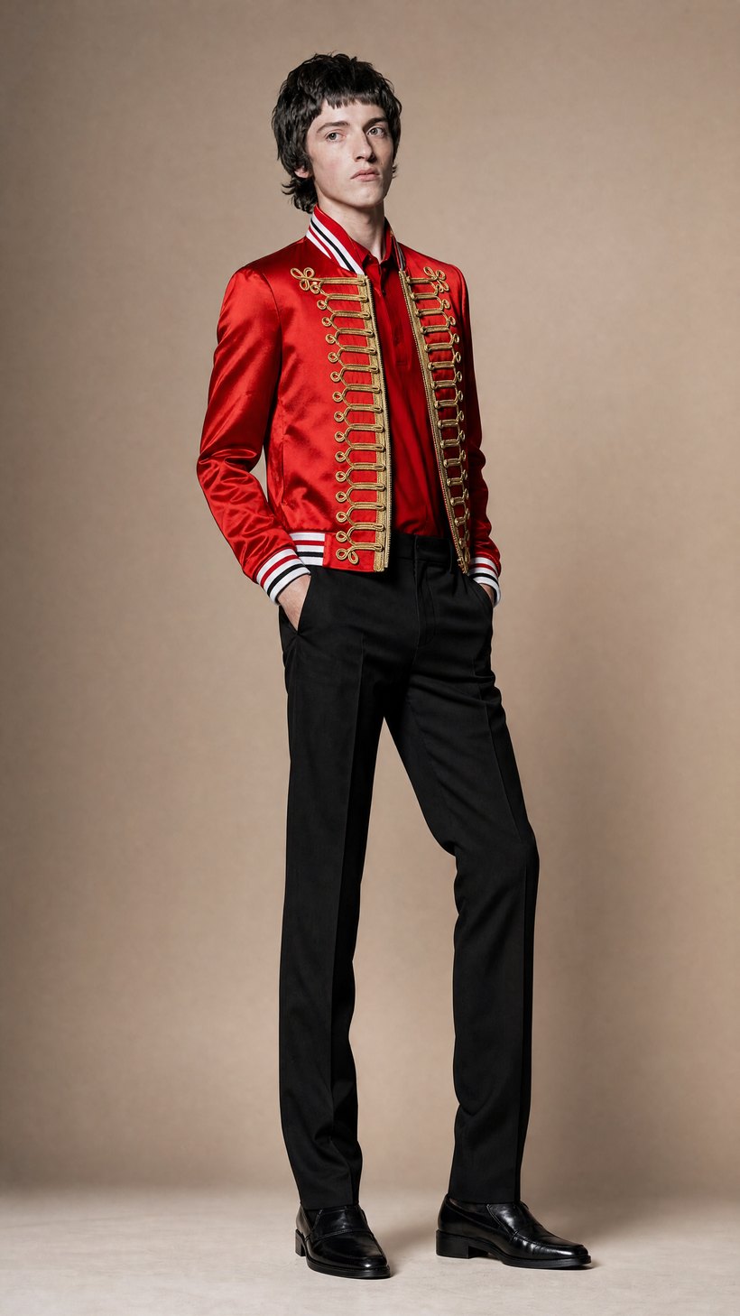 Crimson Red Satin Fashion Jacket — Satin
