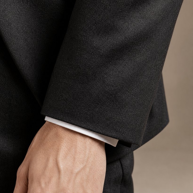 Dark Charcoal Slim Single-Breasted Blazer — fabric close-up