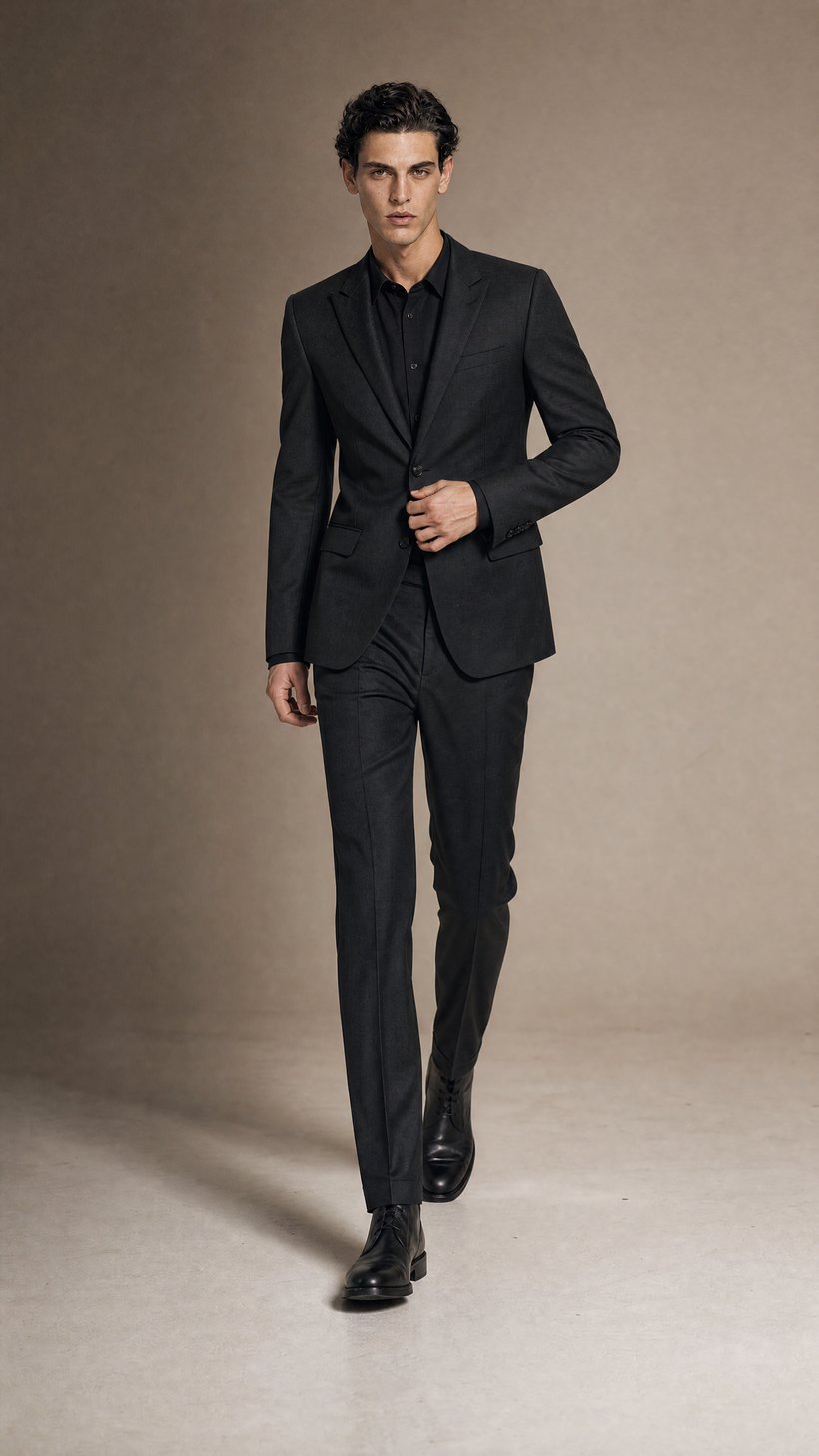 Dark Charcoal Slim Single-Breasted Suit — construction detail