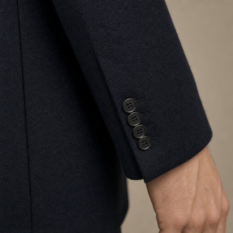 Dark Navy Slim Suit Jacket — fabric close-up