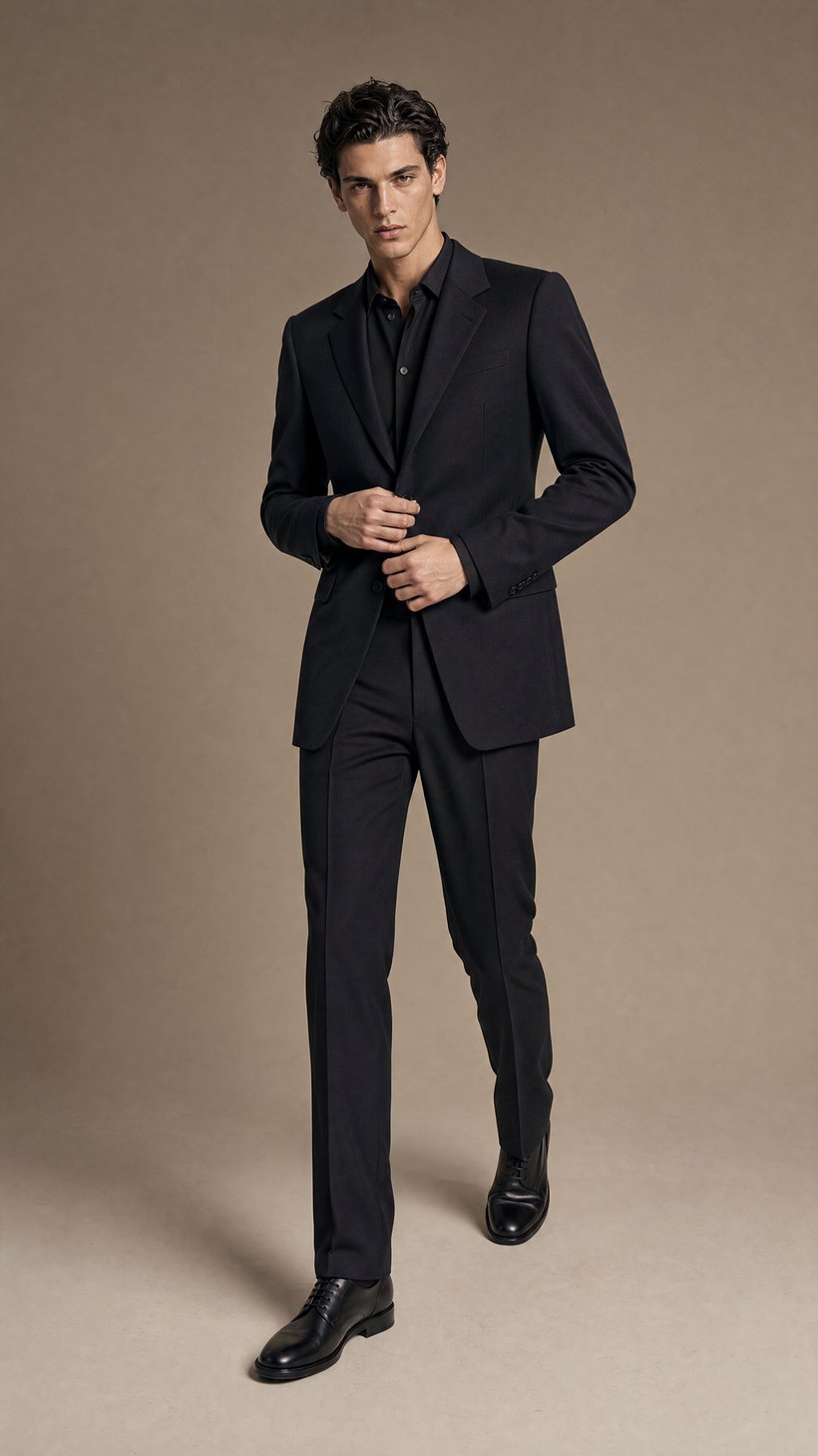 Dark Navy Slim Suit Jacket — construction detail