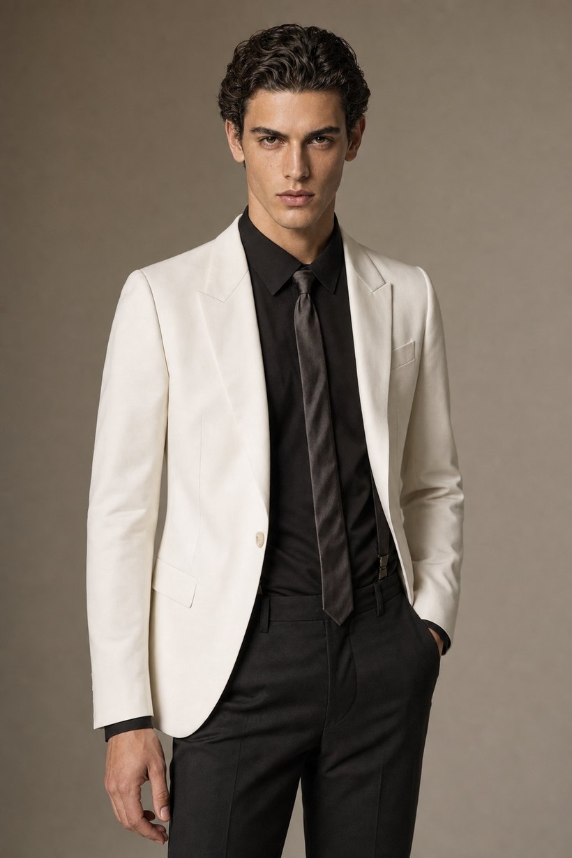 Graphic Black-and-White Print Sportcoat — front styling