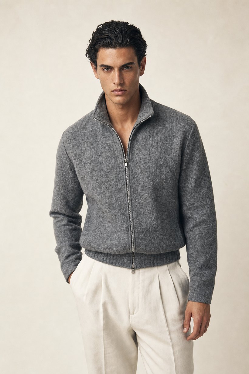 Grey European Wool Blazer — front styling