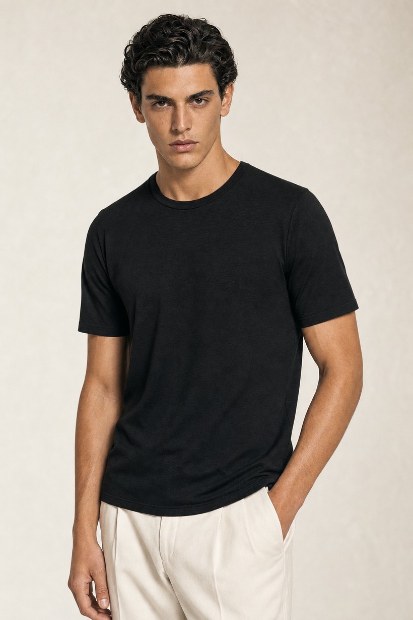 Light Blue Linen-Lyocell T-Shirt — Linen-Lyocell
