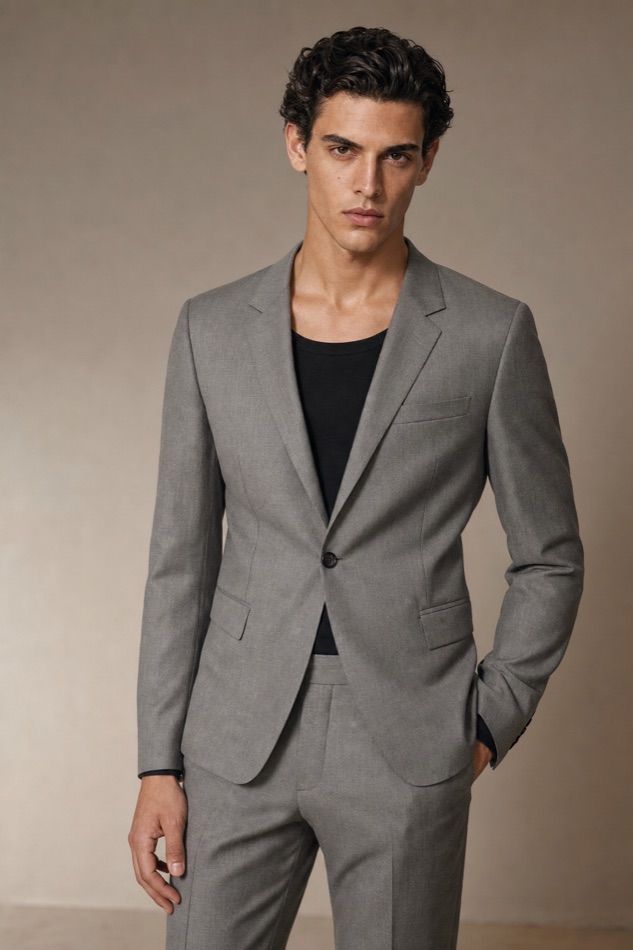 Light Grey Slim Wool Suit — front styling