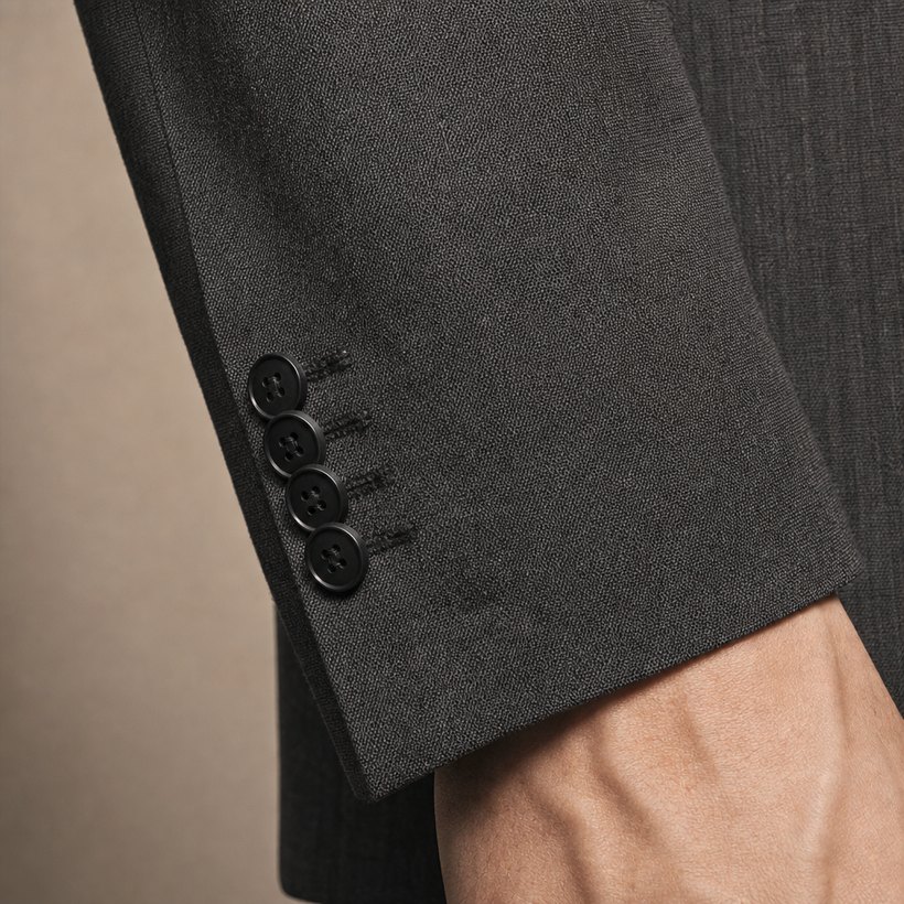 Medium Grey Slim Single-Breasted Suit — fabric close-up