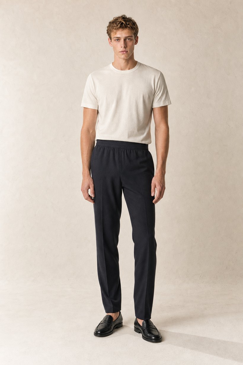 Navy Cashmere-Cotton Trousers — Cashmere-Cotton