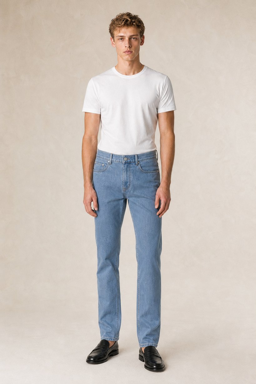 Navy Cotton-Viscose Trousers — front styling