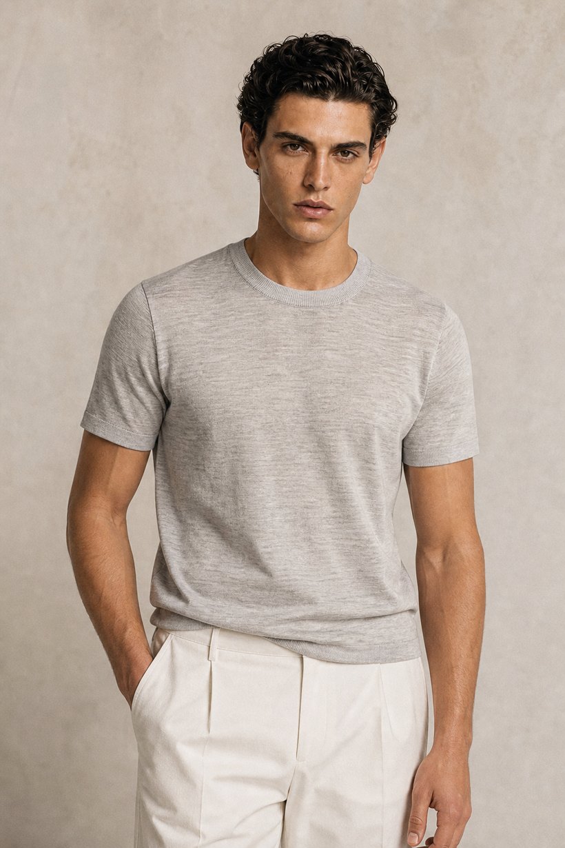 Navy Linen-Cotton T-Shirt — Linen-Cotton