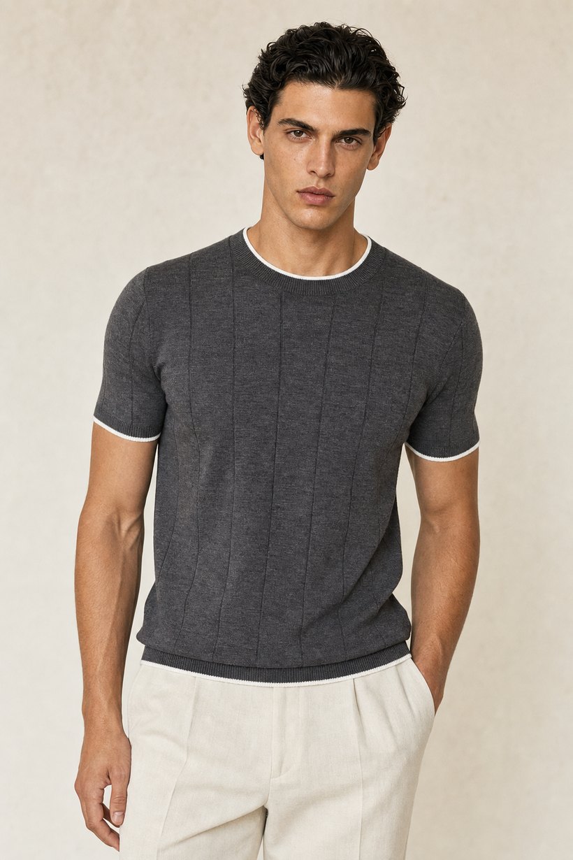 Navy Linen-Cotton T-Shirt — Linen-Cotton
