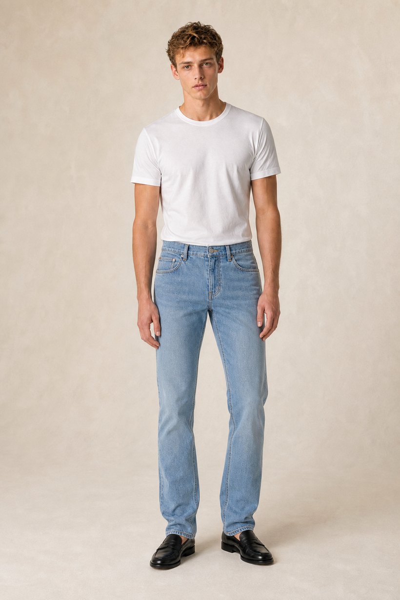 Navy Lyocell-Polyester Trousers — front styling