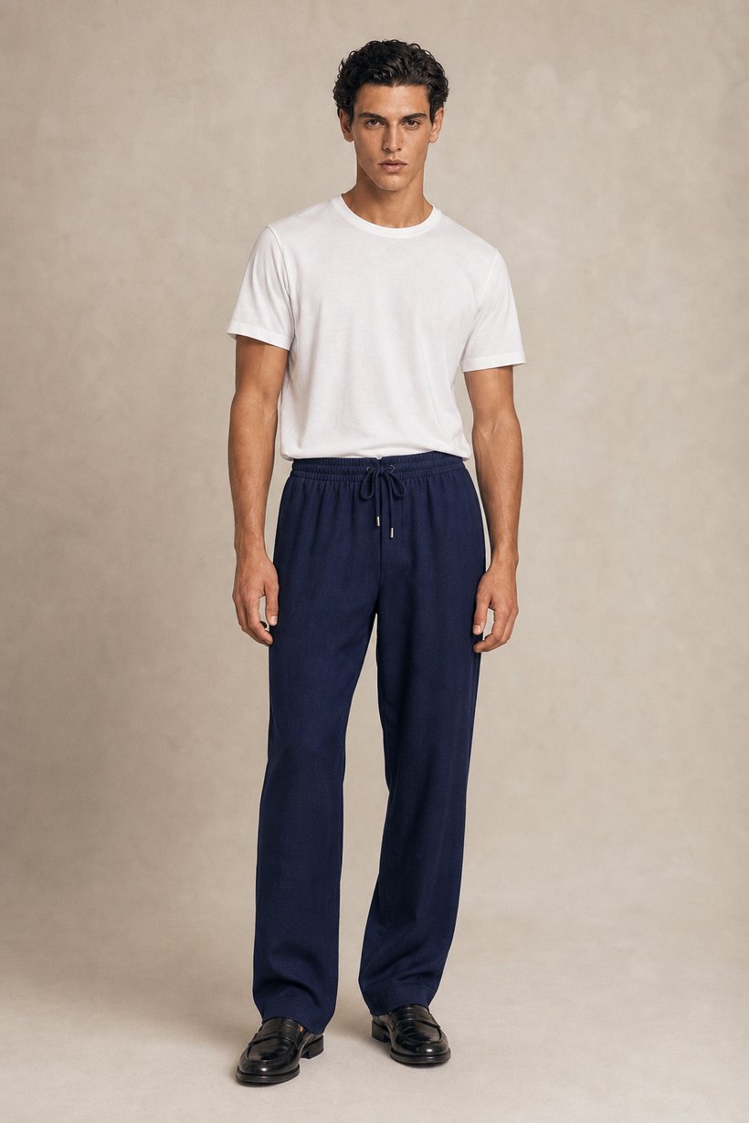 Navy Lyocell Trousers — Lyocell