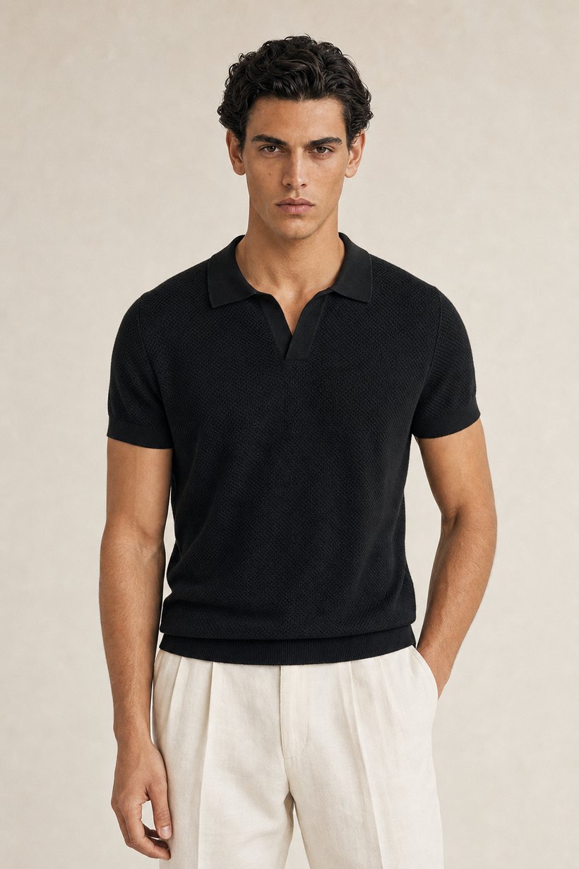 Navy Silk-Linen T-Shirt — Silk-Linen