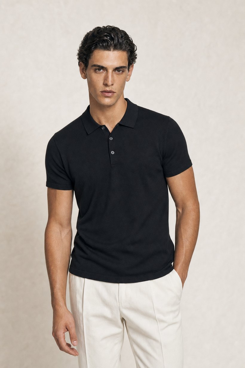 Navy Silk-Wool Knit Sweater — Silk-Wool