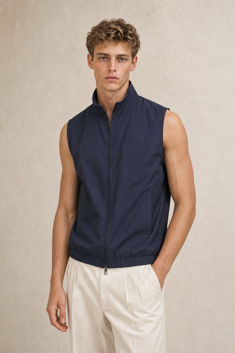 Navy Wool-Tencel Gilet — Wool-Tencel