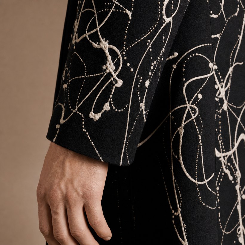 Printed Long Statement Jacket — fabric close-up