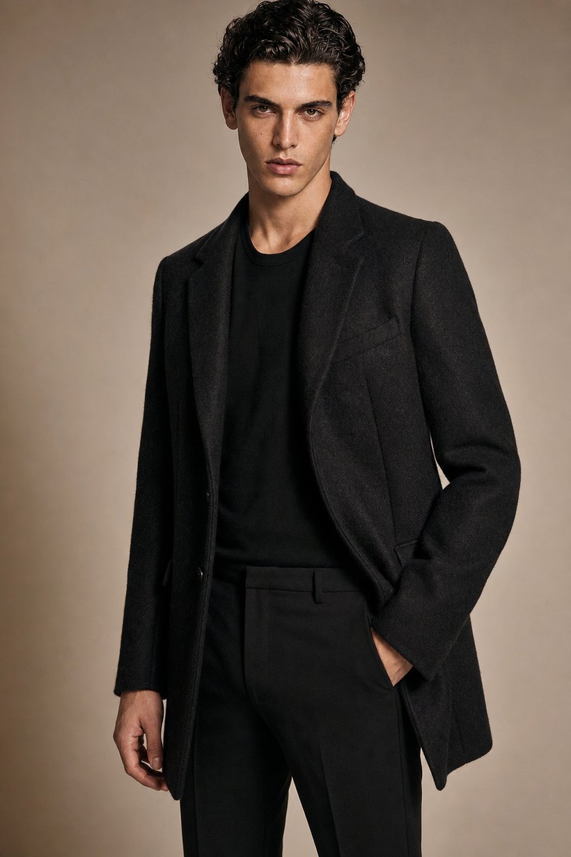 Slim Black Wool Blazer — front styling