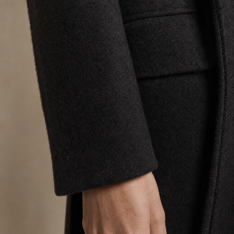 Slim Black Wool Blazer — fabric close-up