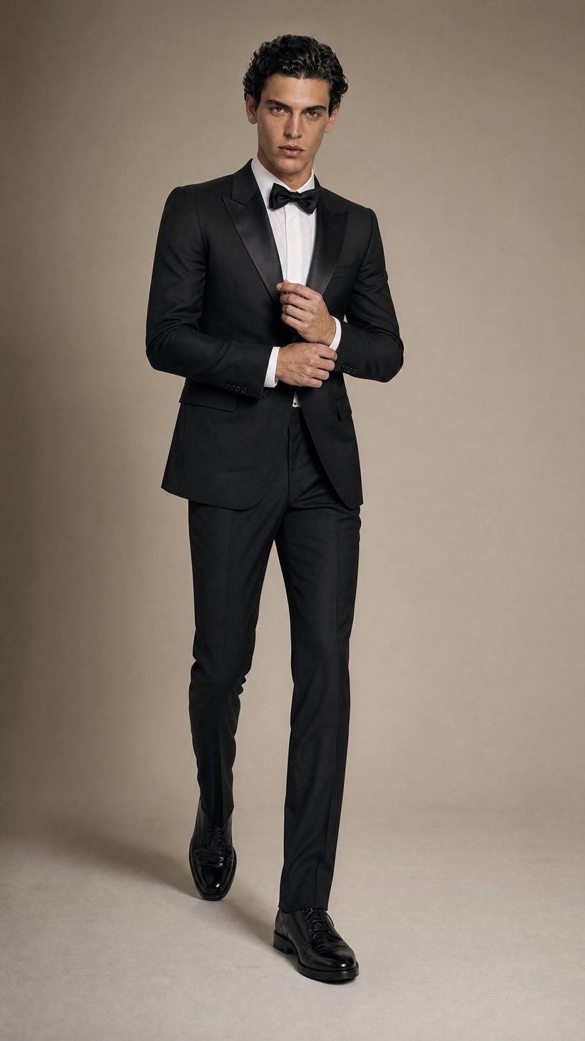 Slim Peak-Lapel Tuxedo Dinner Jacket — construction detail